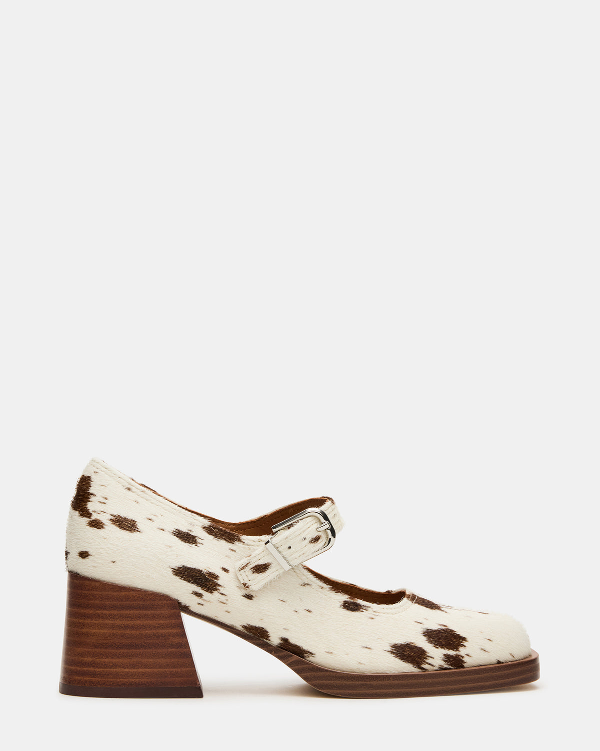 LISBON Brown Cow Print Square-Toe Mary Jane Women's Loafer | Steve Madden outlet