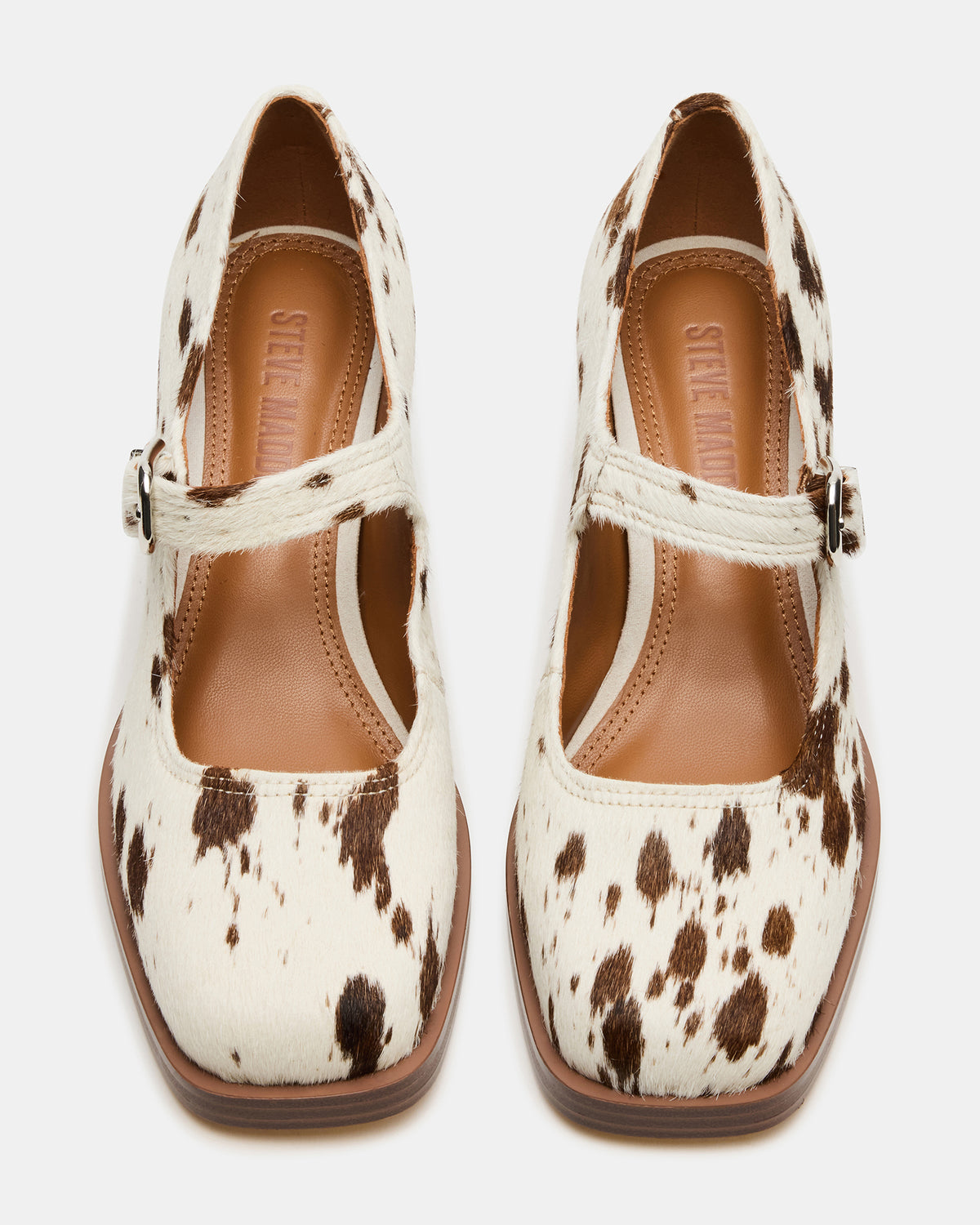 LISBON Brown Cow Print Square-Toe Mary Jane Women's Loafer | Steve Madden outlet
