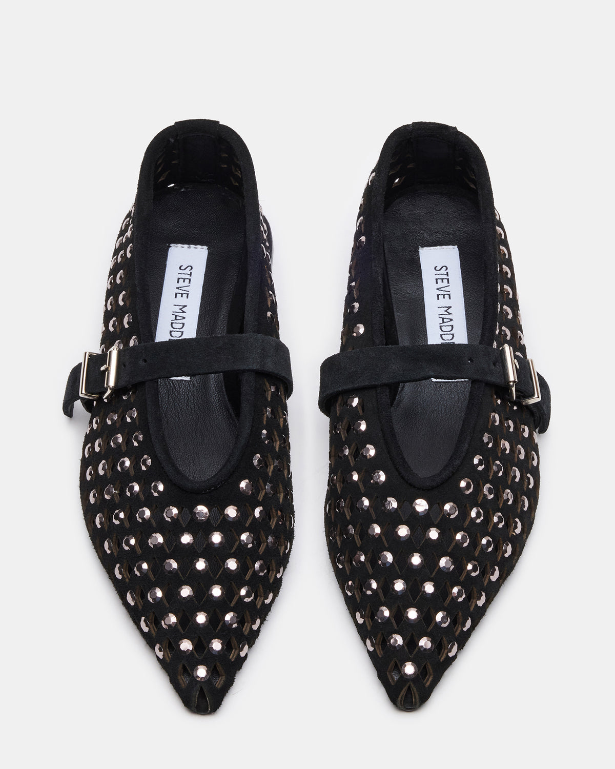 NICO Black Suede Women's Pointed-Toe Mary Jane Flat | Steve Madden on Sale