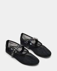 MITSY Black/Black Mary Jane Mesh Ballet Women's Flat | Steve Madden discount