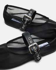 MITSY Black/Black Mary Jane Mesh Ballet Women's Flat | Steve Madden discount