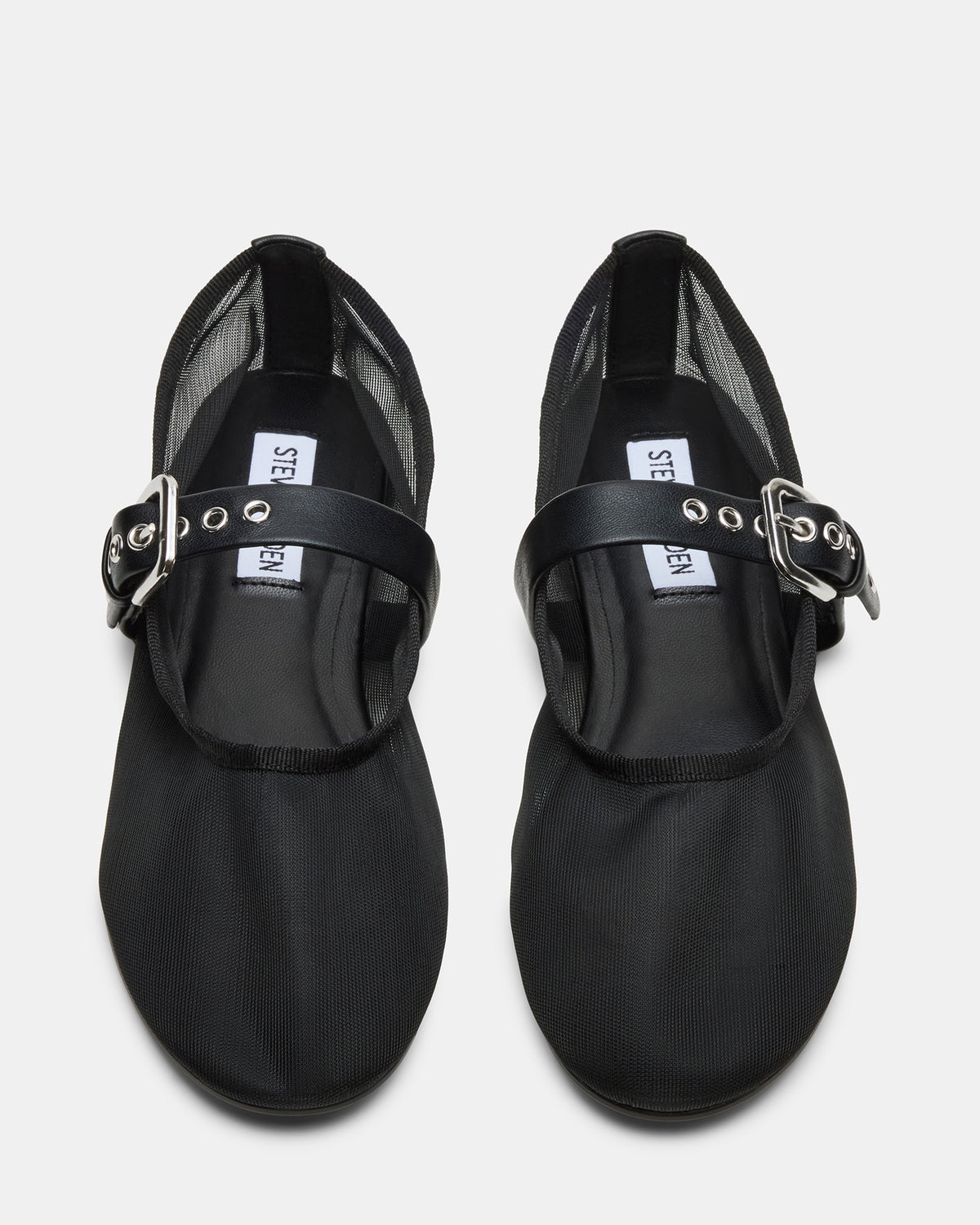 MITSY Black/Black Mary Jane Mesh Ballet Women's Flat | Steve Madden discount