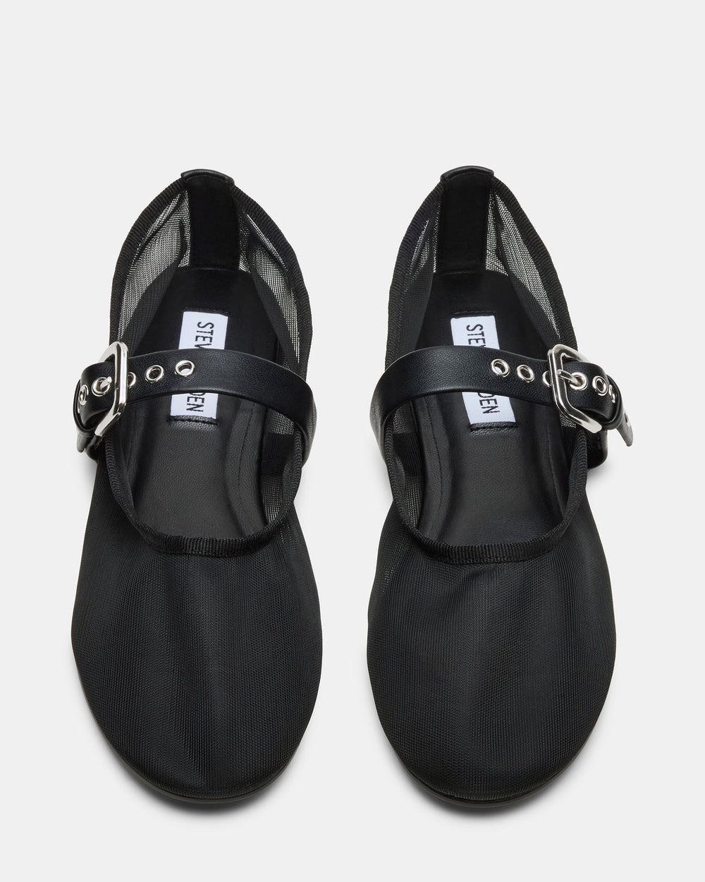 MITSY Black/Black Mary Jane Mesh Ballet Women's Flat | Steve Madden discount