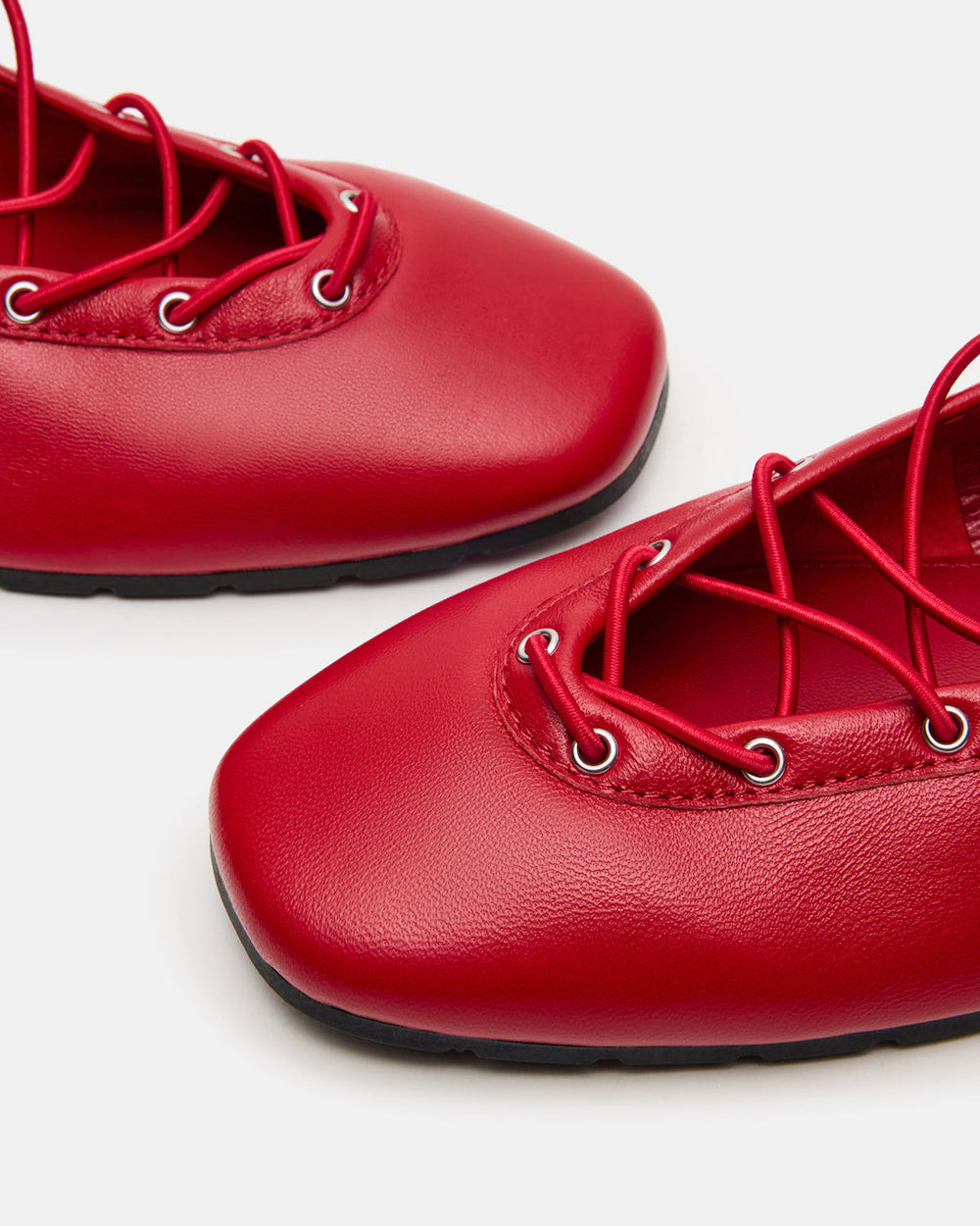 POINTE Red Leather Women's Ballet Square-Toe Flat | Steve Madden US