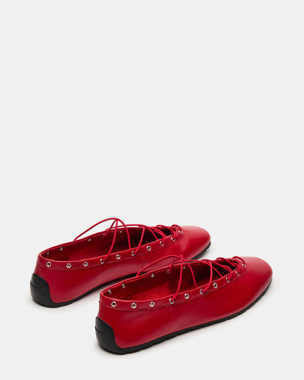 POINTE Red Leather Women's Ballet Square-Toe Flat | Steve Madden US