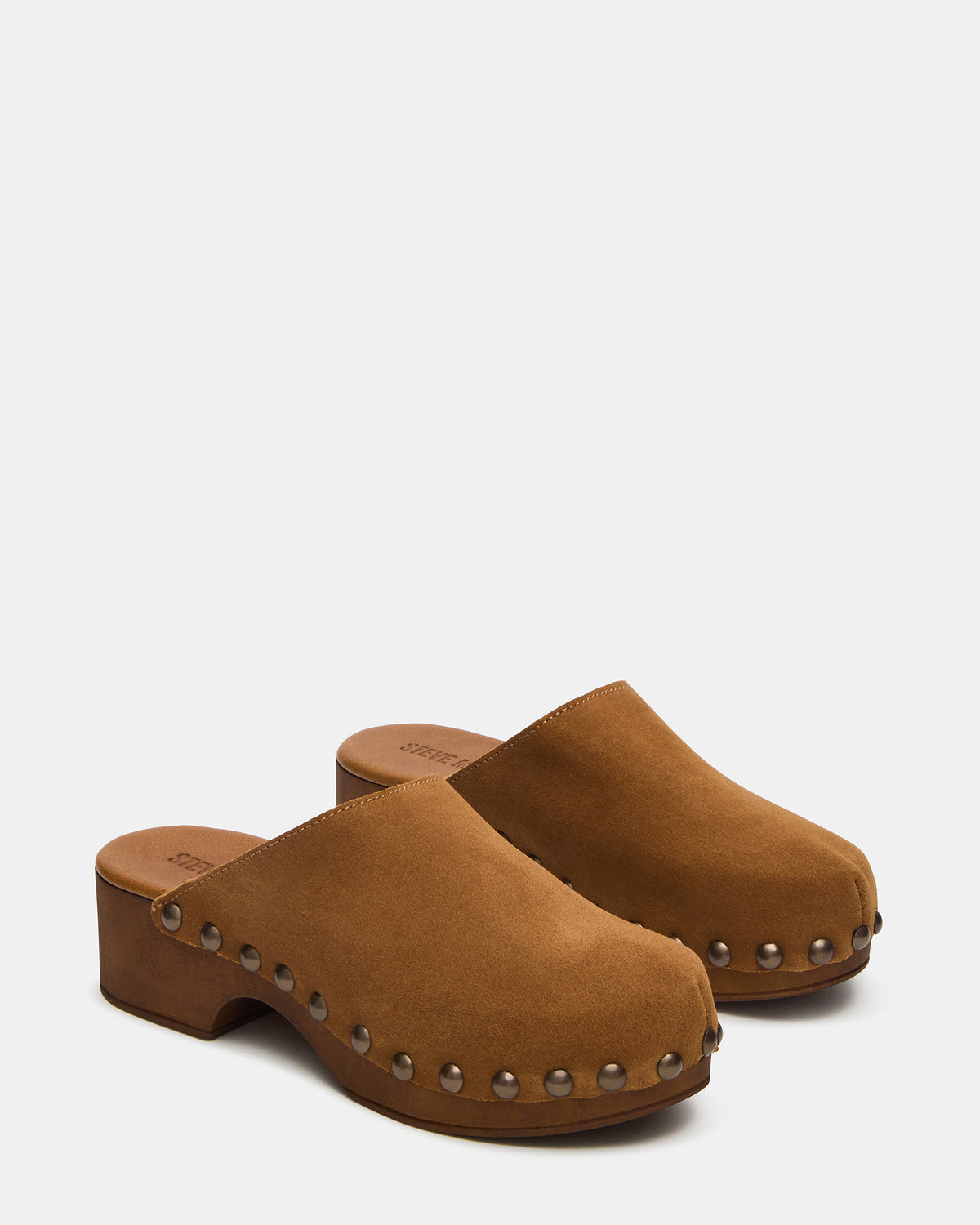 DANVER Chestnut Suede Studded Slip-On Mule Clog Women's Flat | Steve Madden near me