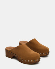 DANVER Chestnut Suede Studded Slip-On Mule Clog Women's Flat | Steve Madden near me