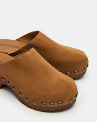 DANVER Chestnut Suede Studded Slip-On Mule Clog Women's Flat | Steve Madden near me