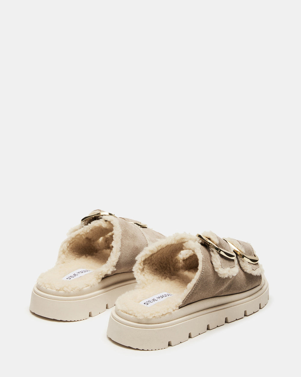 SNUGGLE Sand Suede Faux Fur Slide | Women's Flats | Steve Madden online
