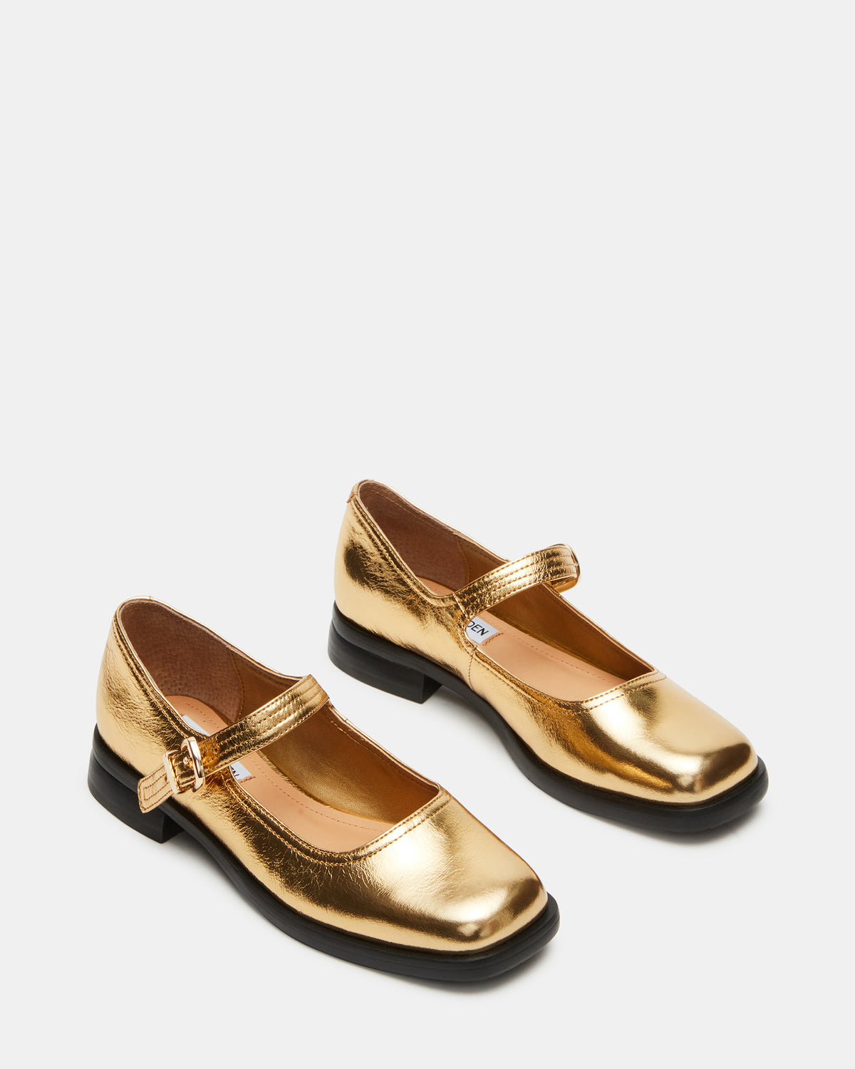 DELANCY Gold Leather Women's Mary Jane Flats | Steve Madden near me