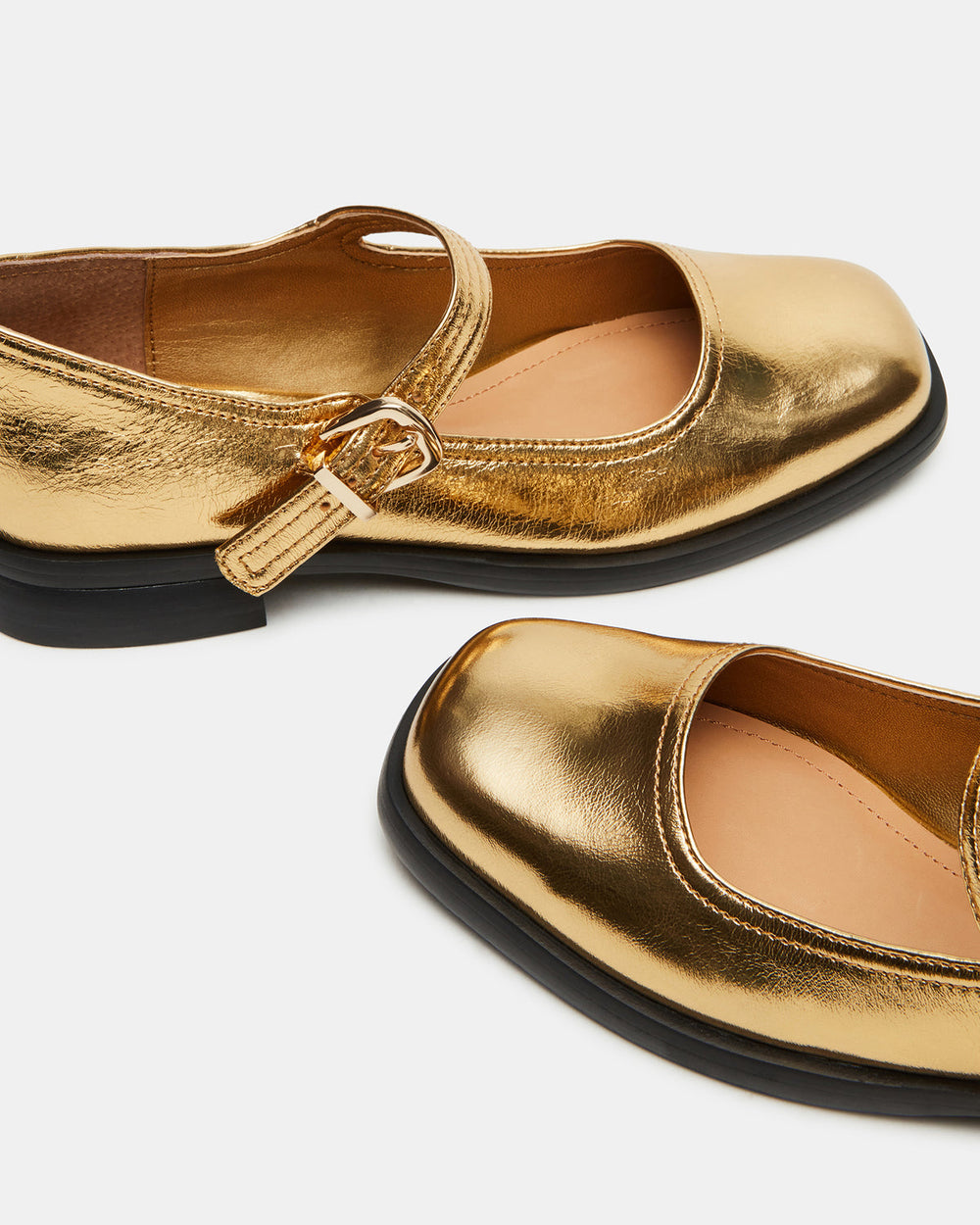 DELANCY Gold Leather Women's Mary Jane Flats | Steve Madden near me