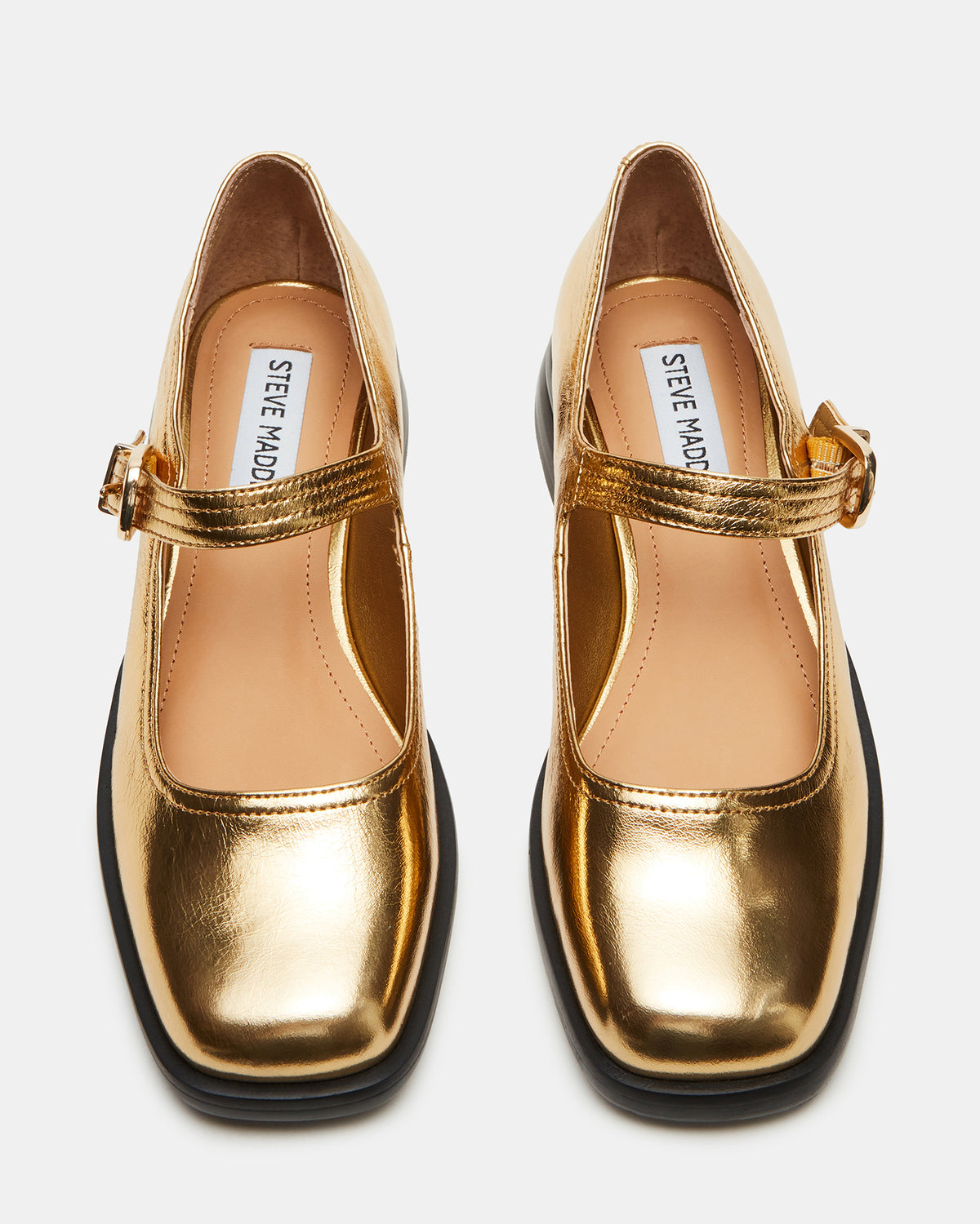 DELANCY Gold Leather Women's Mary Jane Flats | Steve Madden near me