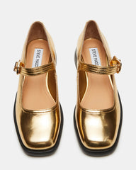 DELANCY Gold Leather Women's Mary Jane Flats | Steve Madden near me