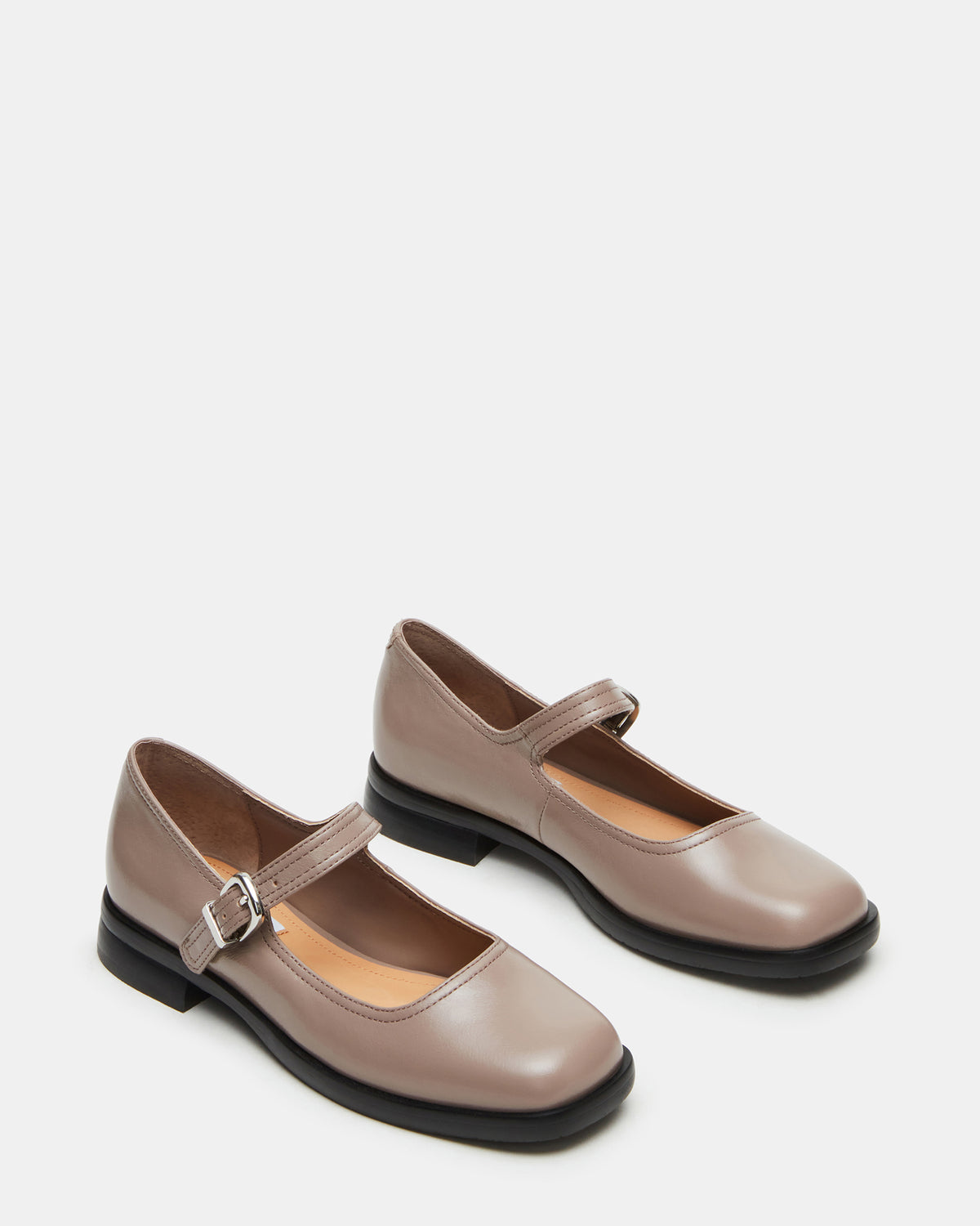 DELANCY Taupe Leather Women's Mary Jane Flats | Steve Madden discount