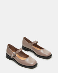 DELANCY Taupe Leather Women's Mary Jane Flats | Steve Madden discount