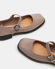 DELANCY Taupe Leather Women's Mary Jane Flats | Steve Madden discount