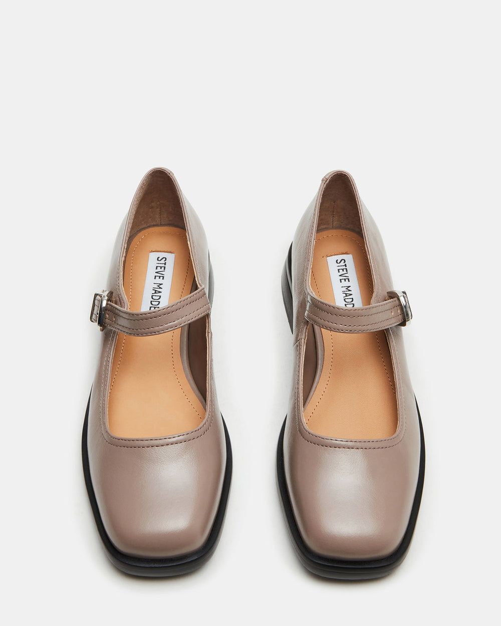 DELANCY Taupe Leather Women's Mary Jane Flats | Steve Madden discount