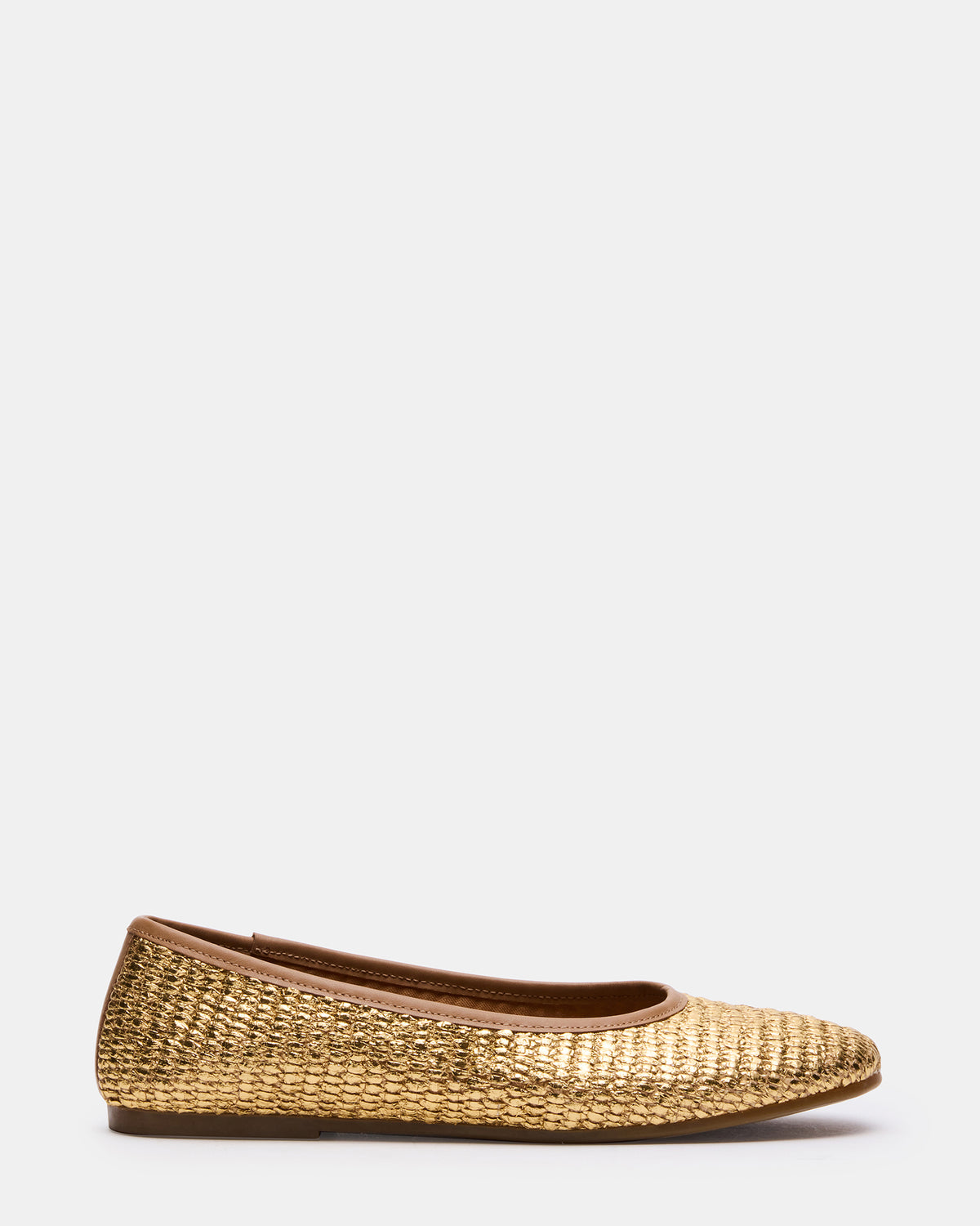 MERLOT Gold Raffia Ballet Women's Flat | Steve Madden outlet