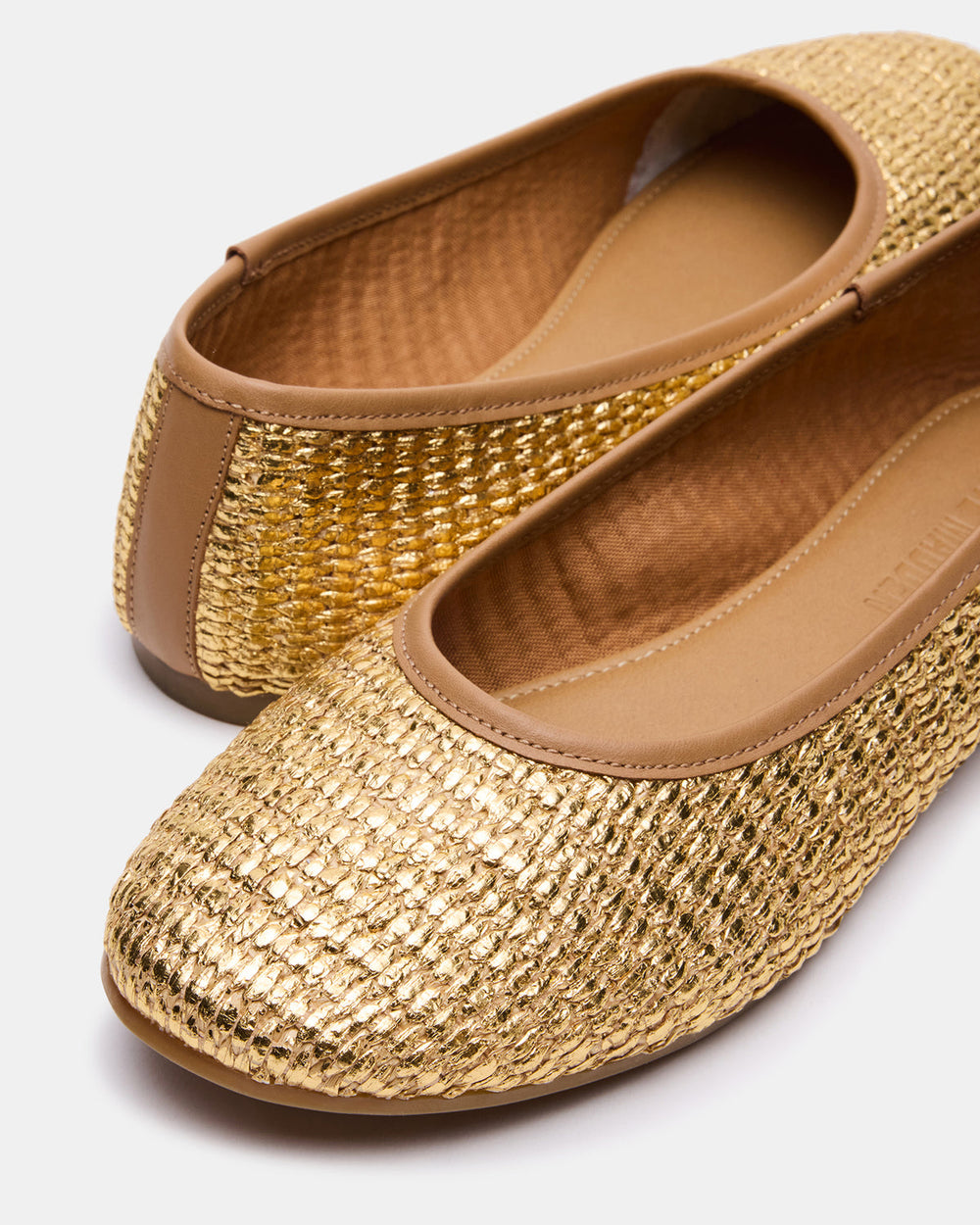 MERLOT Gold Raffia Ballet Women's Flat | Steve Madden outlet
