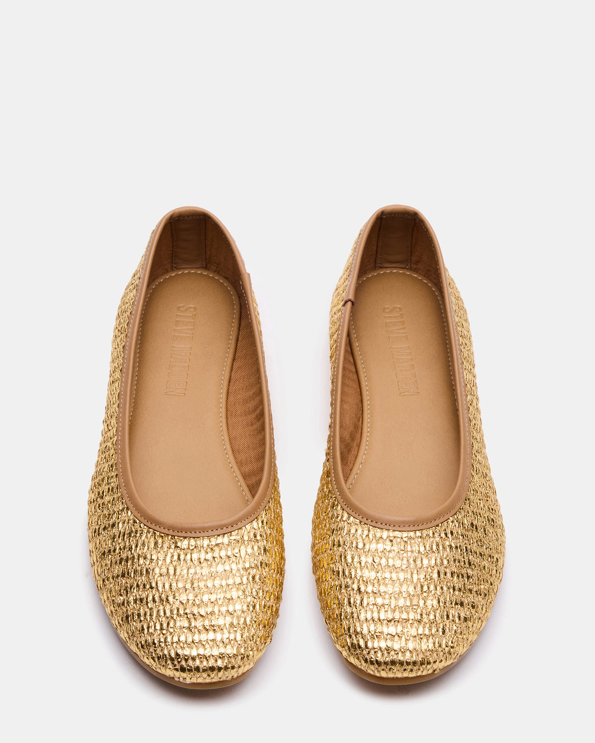 MERLOT Gold Raffia Ballet Women's Flat | Steve Madden outlet