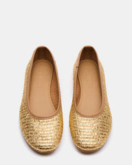 MERLOT Gold Raffia Ballet Women's Flat | Steve Madden outlet