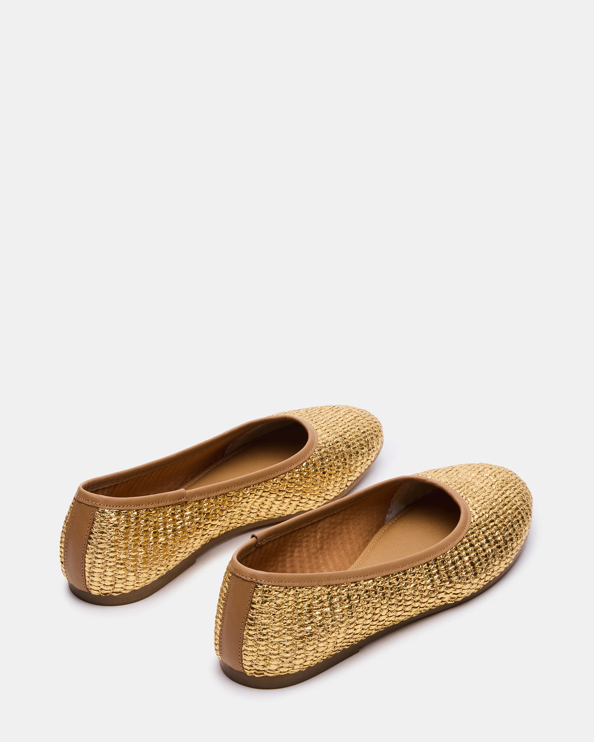 MERLOT Gold Raffia Ballet Women's Flat | Steve Madden outlet