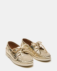 SAIL Gold Leather Flat Loafer | Women's Loafers | Steve Madden on Sale