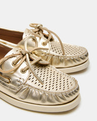 SAIL Gold Leather Flat Loafer | Women's Loafers | Steve Madden on Sale