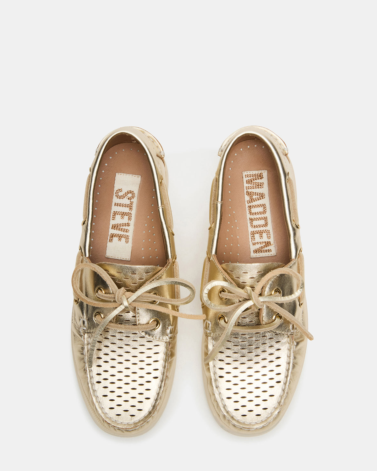 SAIL Gold Leather Flat Loafer | Women's Loafers | Steve Madden on Sale