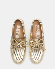 SAIL Gold Leather Flat Loafer | Women's Loafers | Steve Madden on Sale
