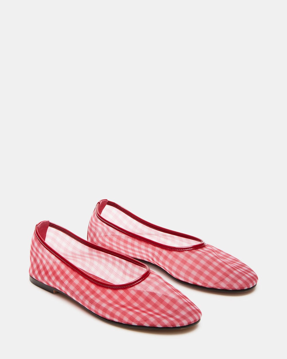 MEADOW Red Gingham Mesh Women's Ballet Flats | Steve Madden discount