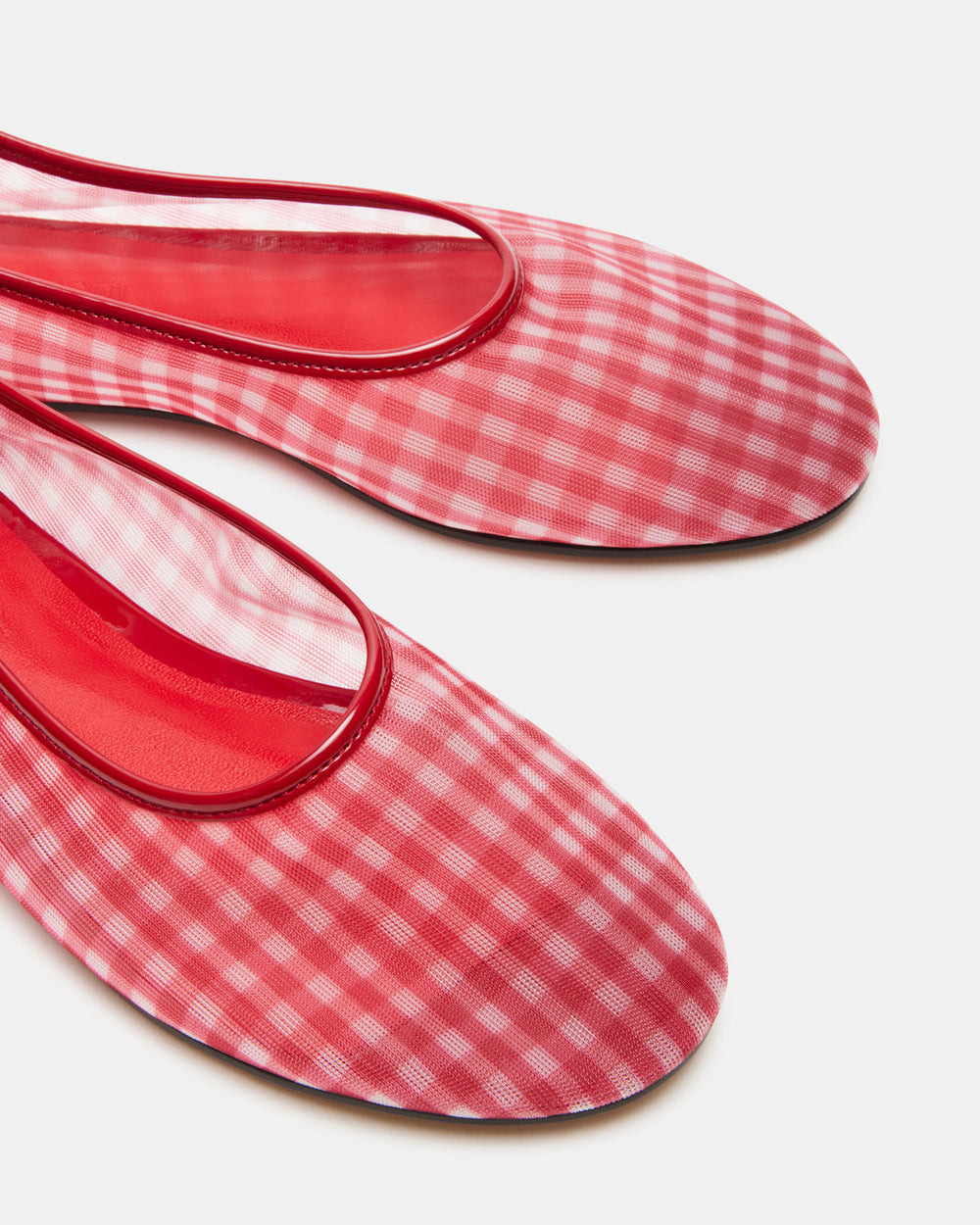 MEADOW Red Gingham Mesh Women's Ballet Flats | Steve Madden discount