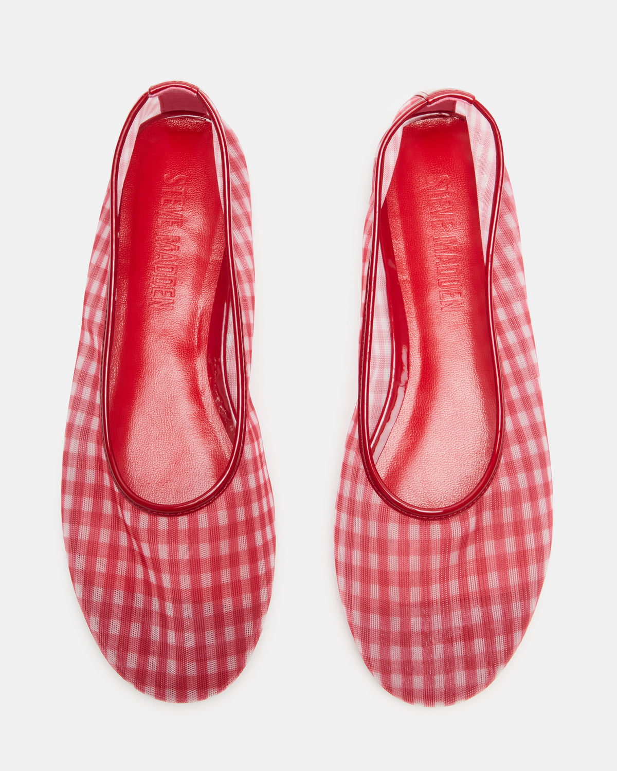 MEADOW Red Gingham Mesh Women's Ballet Flats | Steve Madden discount