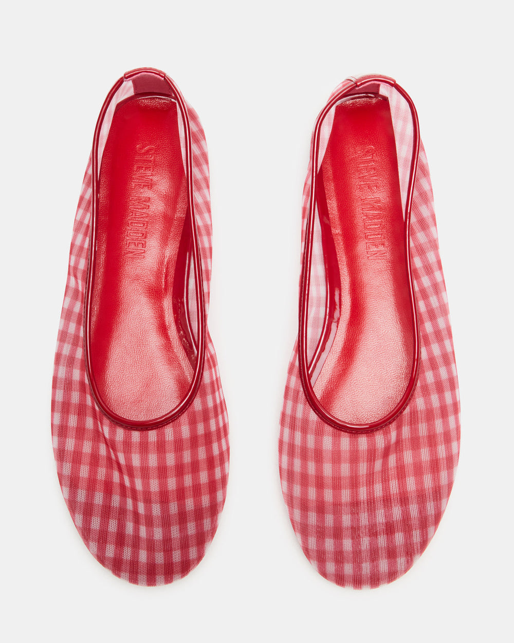 MEADOW Red Gingham Mesh Women's Ballet Flats | Steve Madden discount