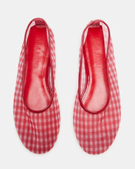 MEADOW Red Gingham Mesh Women's Ballet Flats | Steve Madden discount