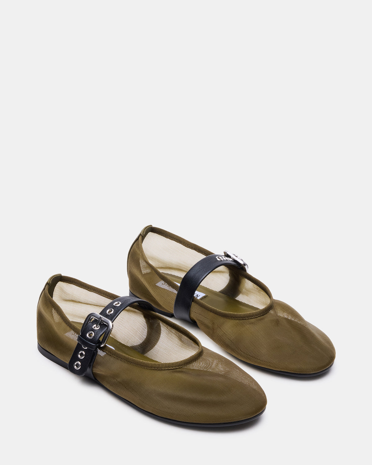 MITSY Olive/Black Mary Jane Mesh Ballet Women's Flat | Steve Madden US