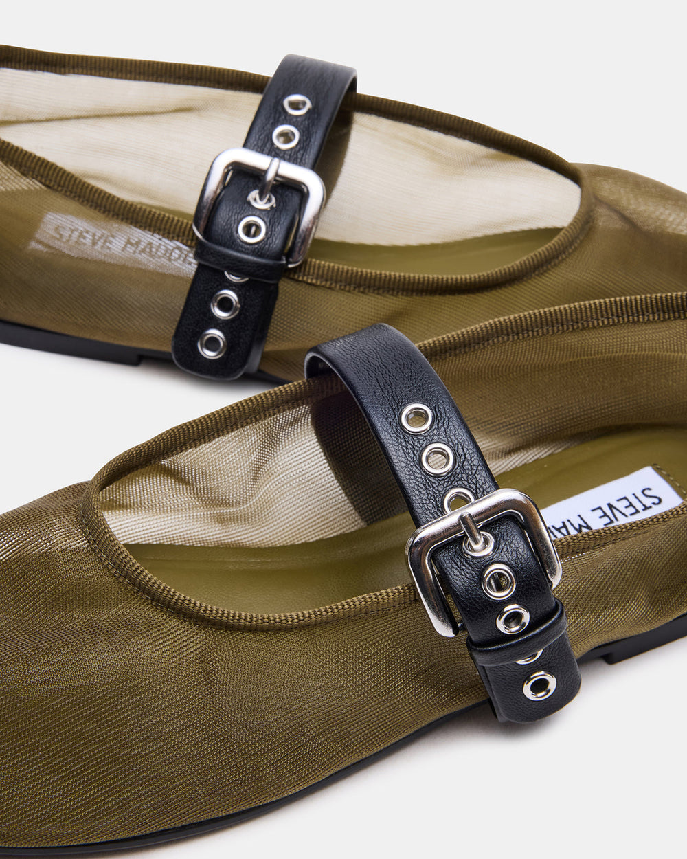 MITSY Olive/Black Mary Jane Mesh Ballet Women's Flat | Steve Madden US