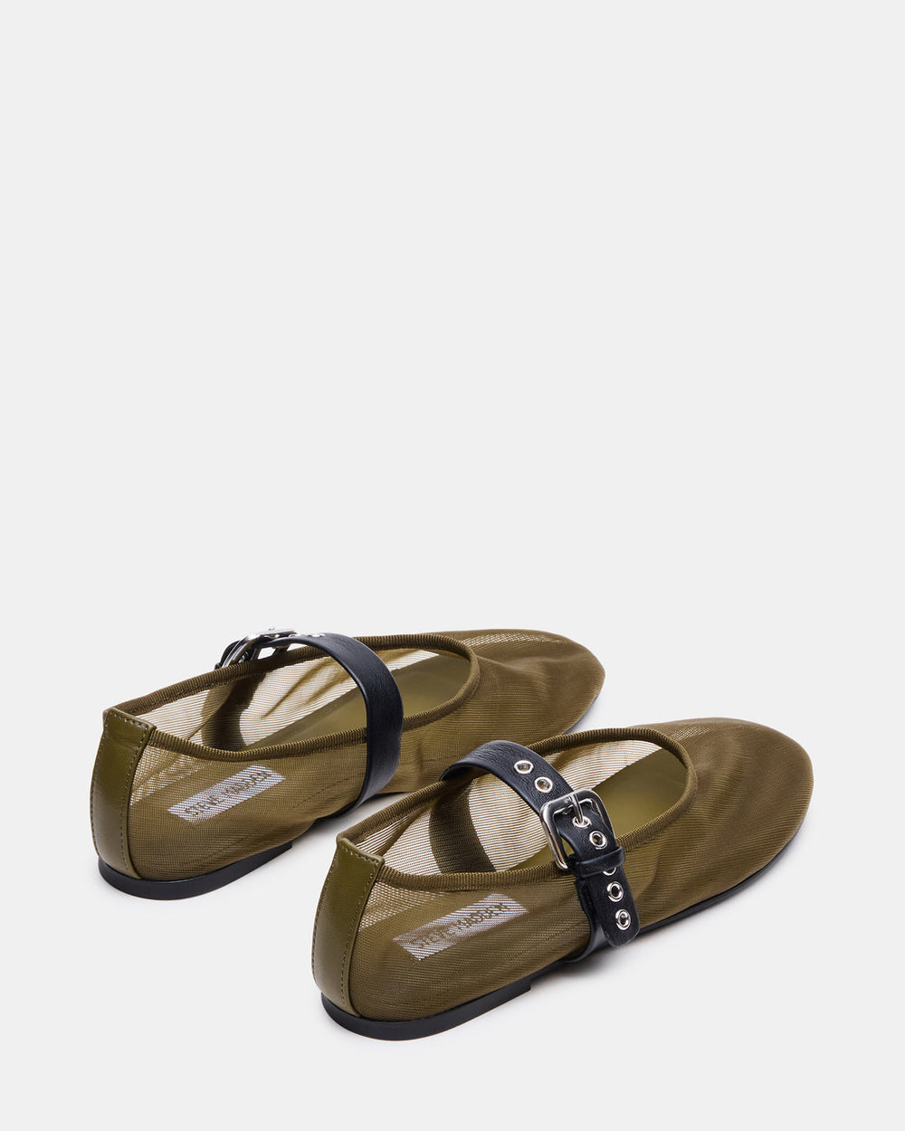 MITSY Olive/Black Mary Jane Mesh Ballet Women's Flat | Steve Madden US