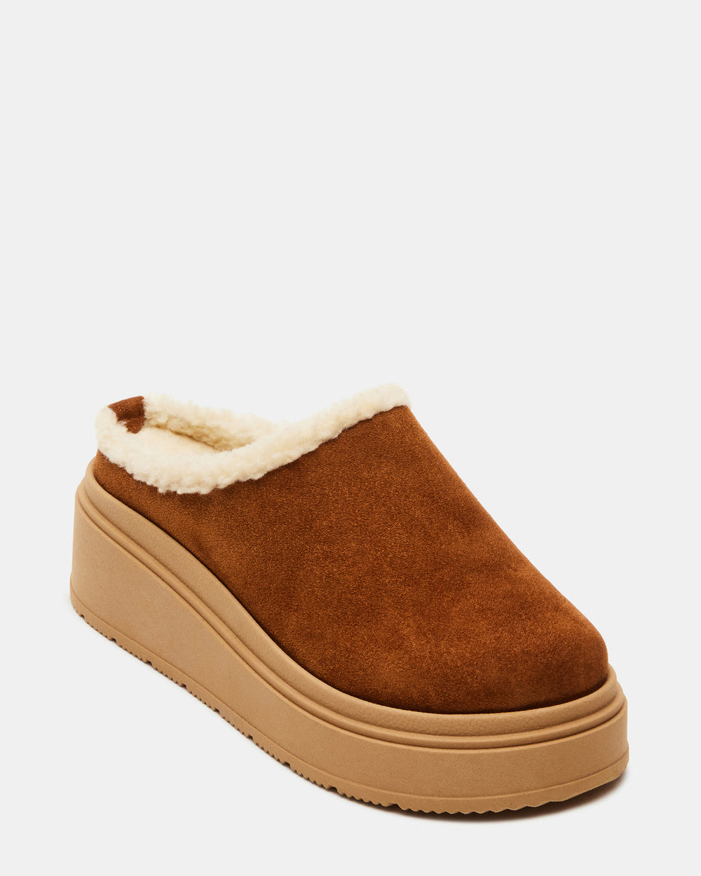 SMORES Tan Suede Faux Fur Slip-On | Women's Flats | Steve Madden outlet