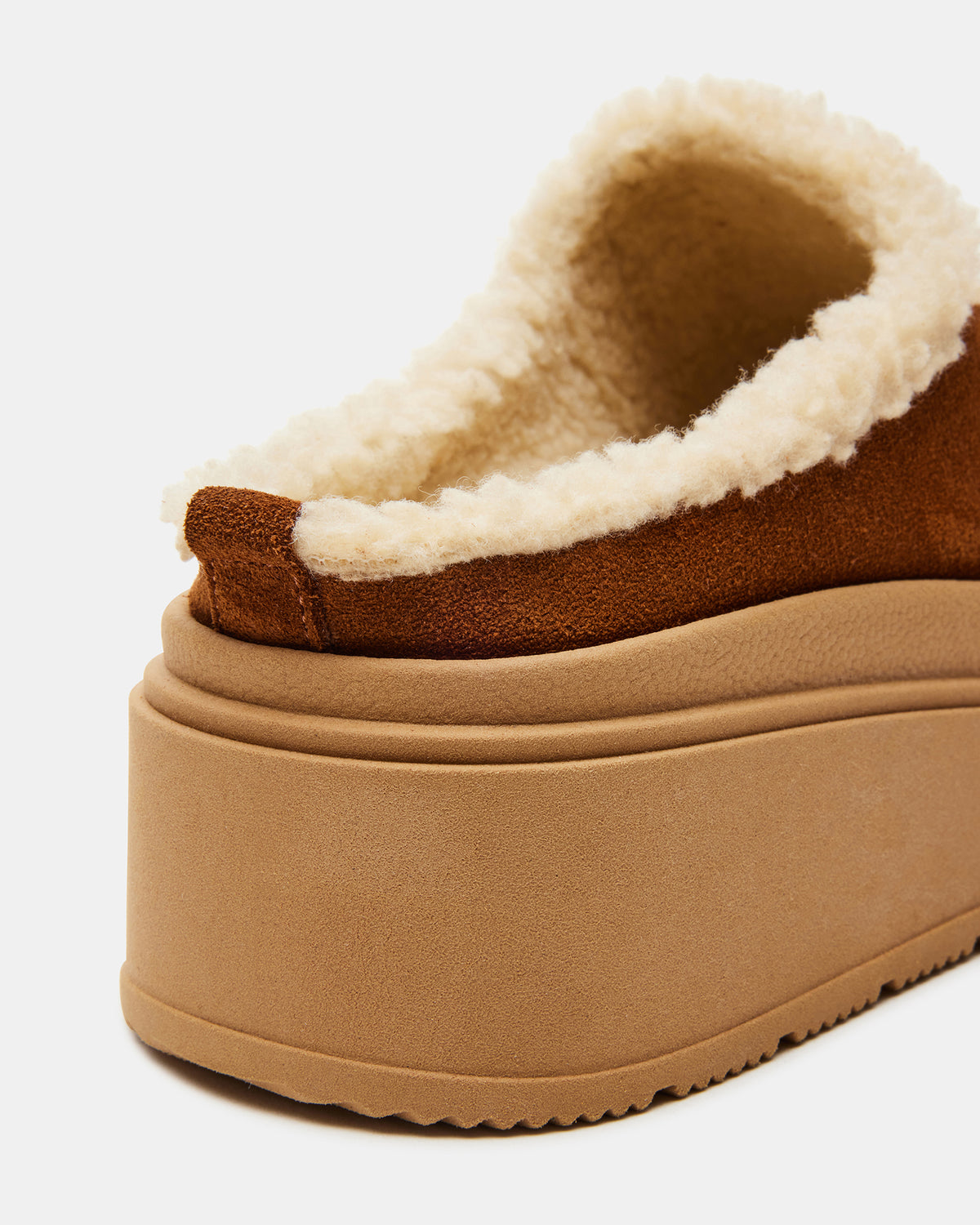 SMORES Tan Suede Faux Fur Slip-On | Women's Flats | Steve Madden outlet