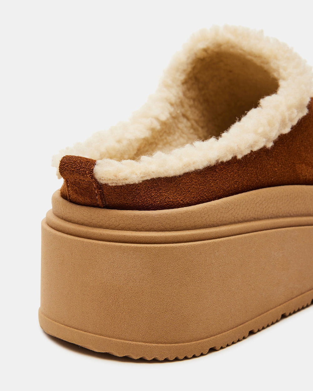 SMORES Tan Suede Faux Fur Slip-On | Women's Flats | Steve Madden outlet