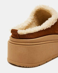 SMORES Tan Suede Faux Fur Slip-On | Women's Flats | Steve Madden outlet