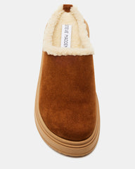 SMORES Tan Suede Faux Fur Slip-On | Women's Flats | Steve Madden outlet