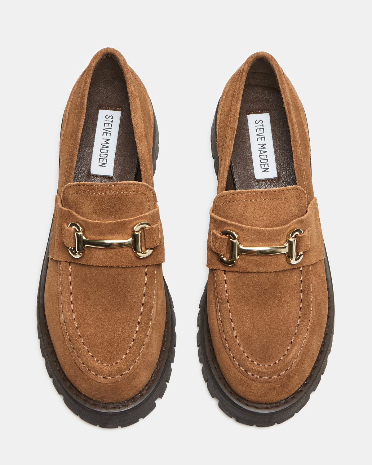 LANDO Cognac Suede Lug Women's Loafer | Steve Madden for Sale