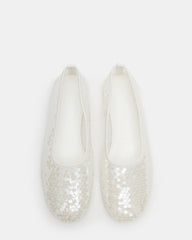 GARCELLE White Sequin Women's Ballet Flats | Steve Madden discount