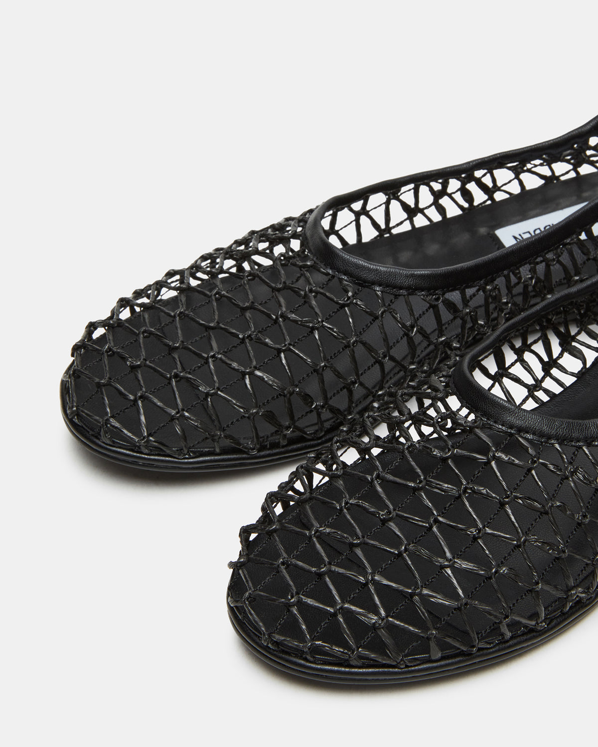 AMBROSIA Black Women's Net Caged Ballet Flat | Steve Madden US