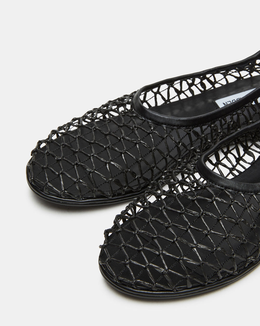 AMBROSIA Black Women's Net Caged Ballet Flat | Steve Madden US