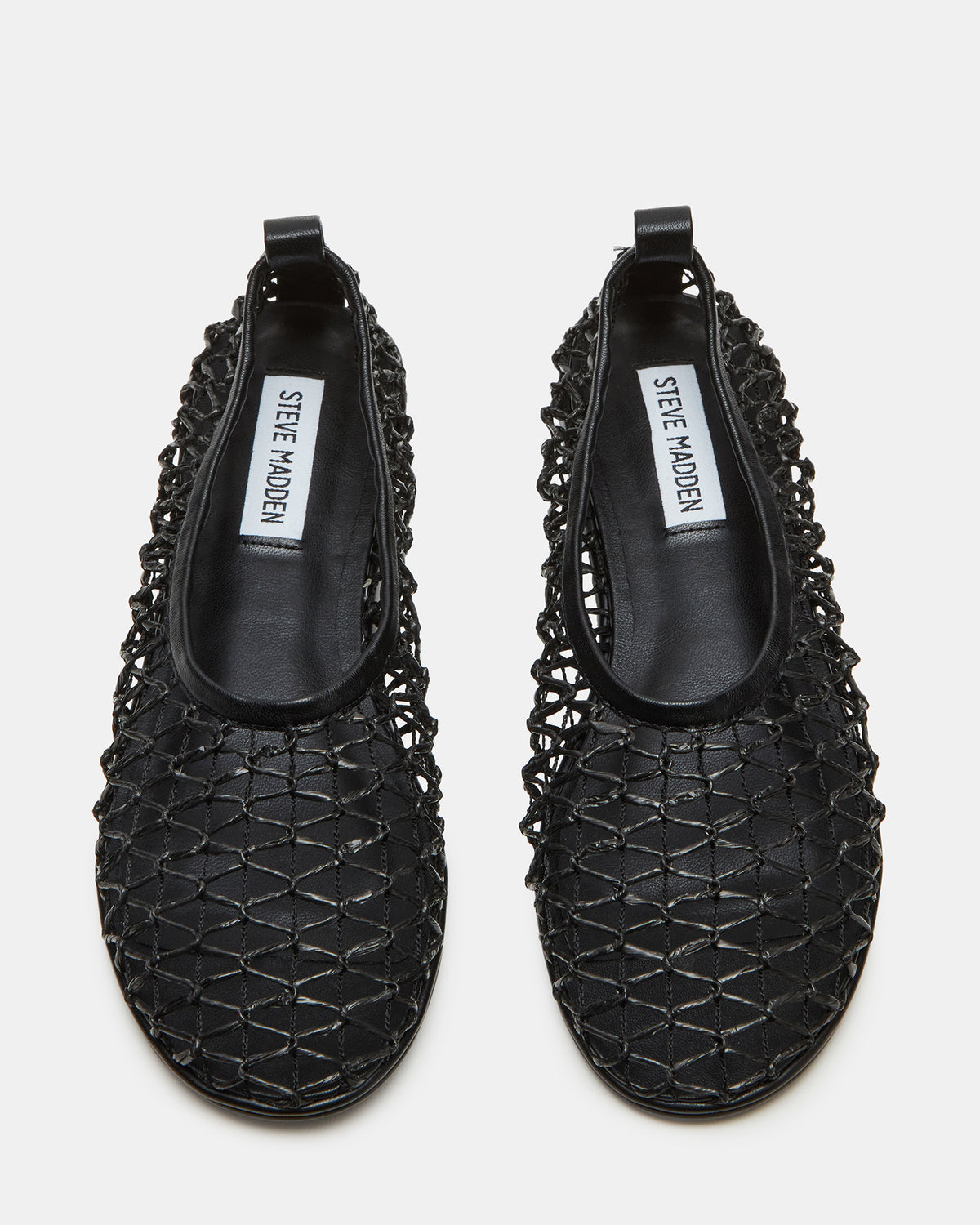 AMBROSIA Black Women's Net Caged Ballet Flat | Steve Madden US