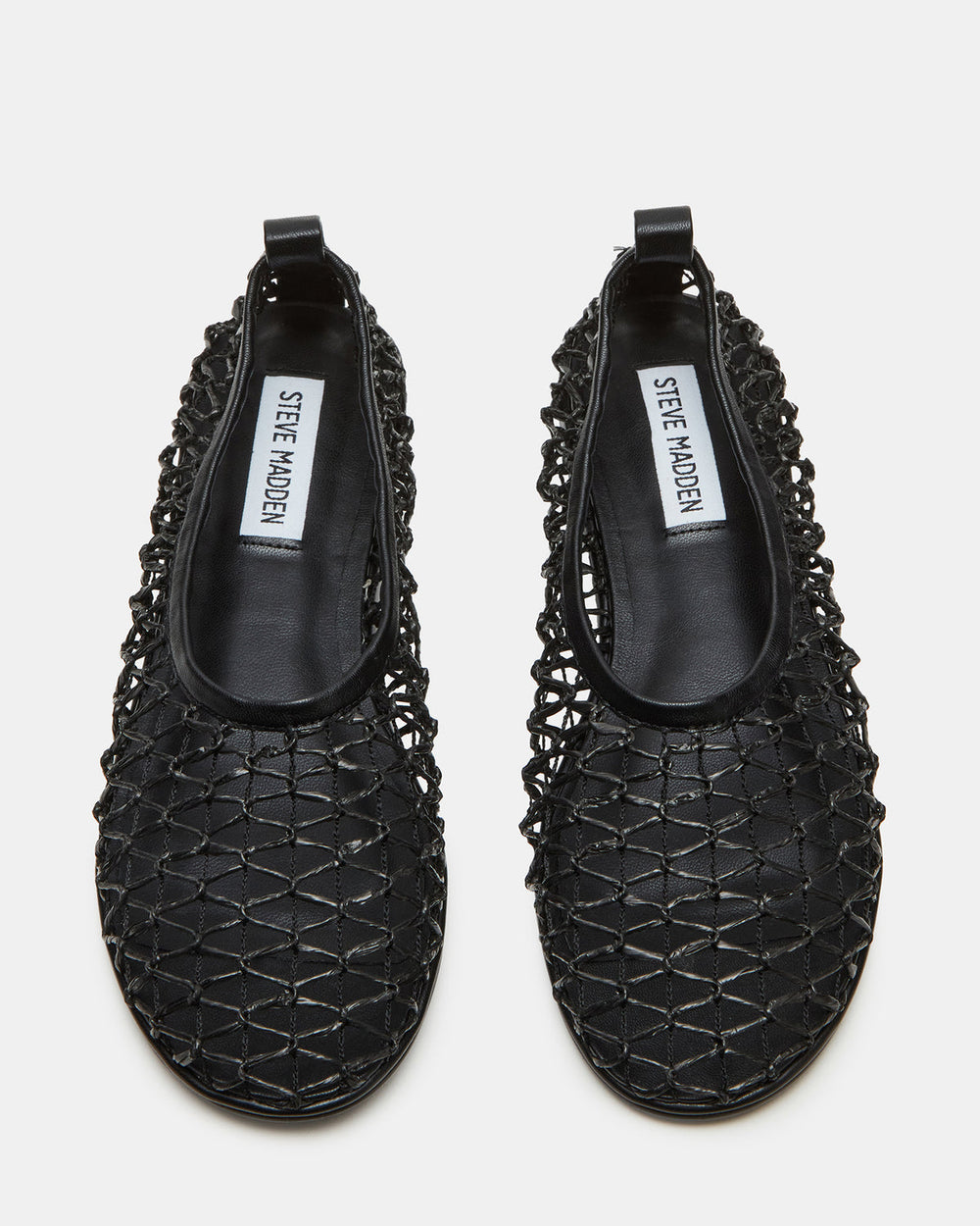 AMBROSIA Black Women's Net Caged Ballet Flat | Steve Madden US