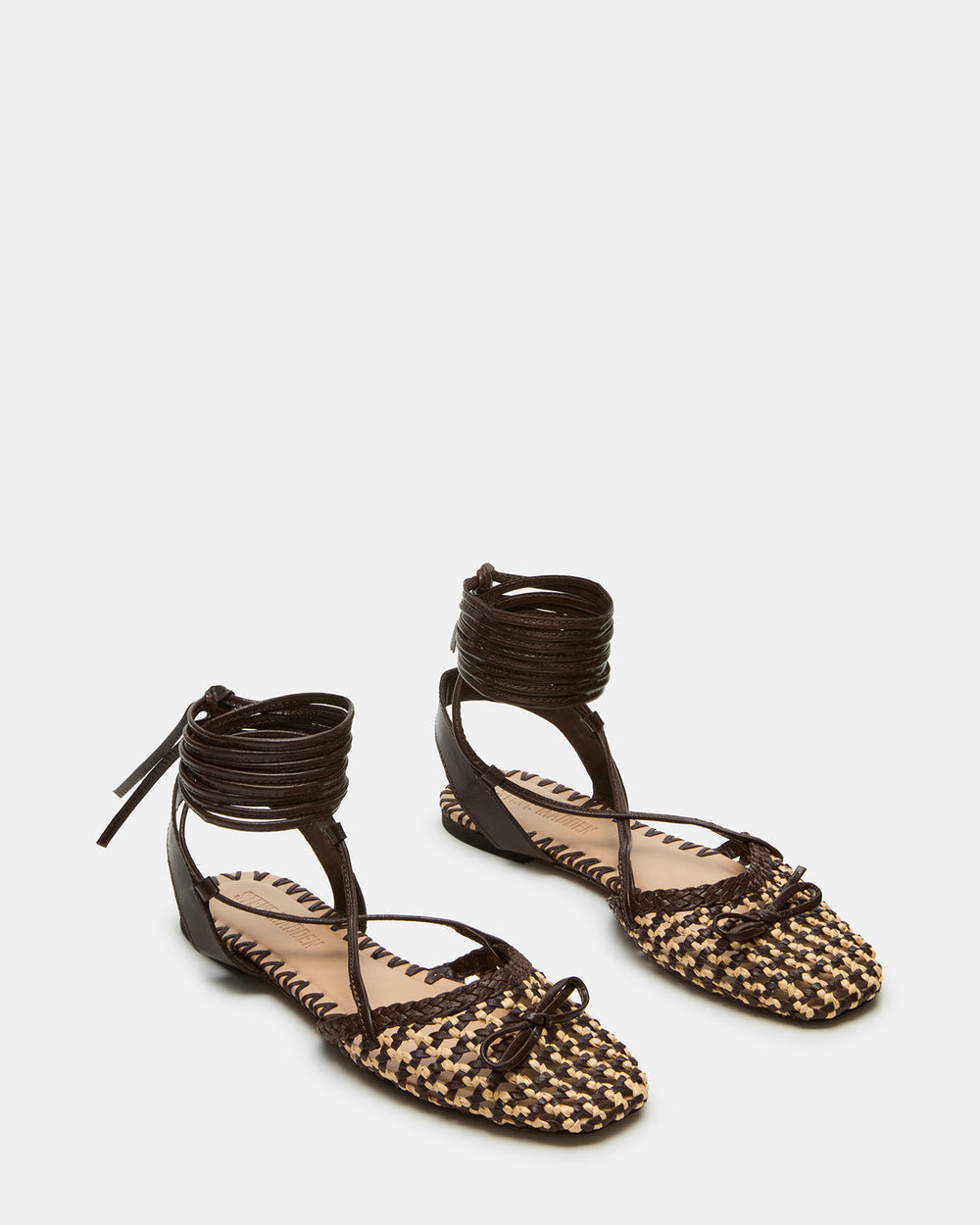 GOSSAMER Brown Leather Women's Woven Lace-Up Ballet Flat | Steve Madden outlet